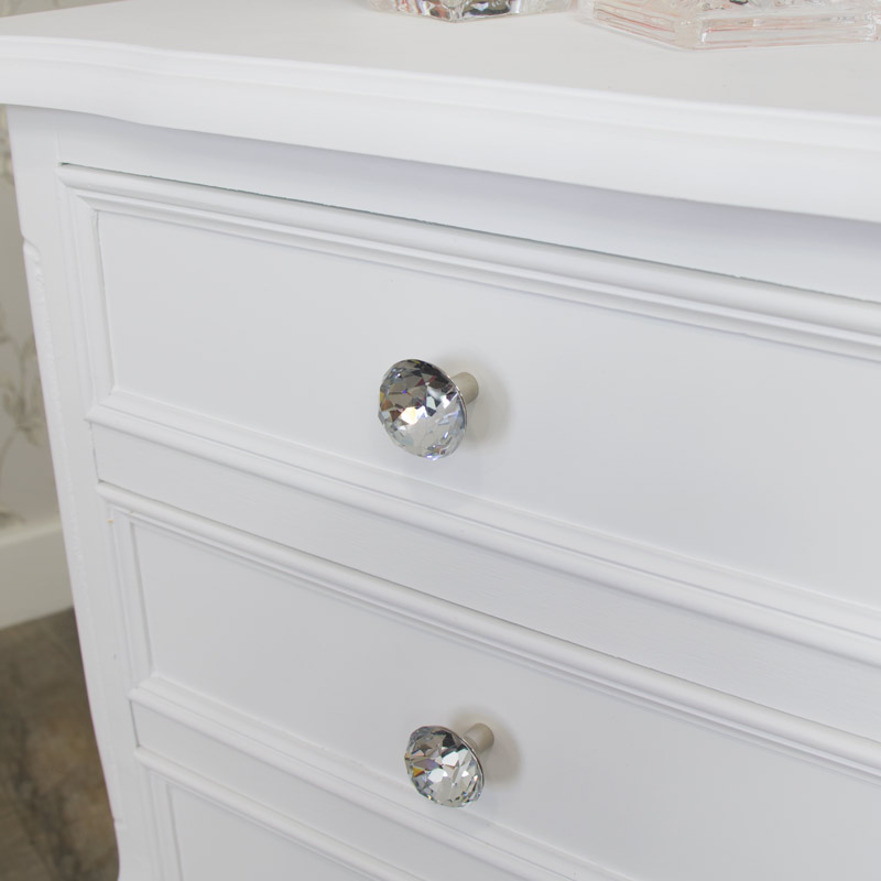 Ornate White 3 Drawer Bedside Chest - Elise White Range