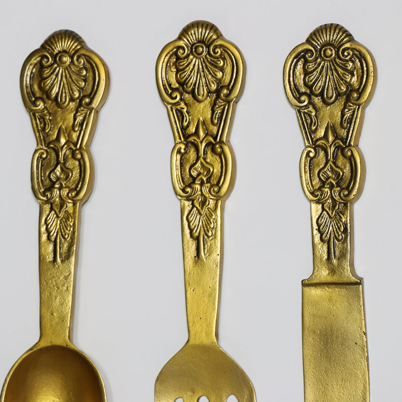 Oversized Gold Cutlery Set Wall Decor