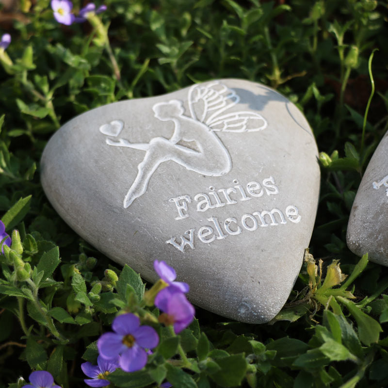 Pair of Fairy Heart Engraved Pebbles