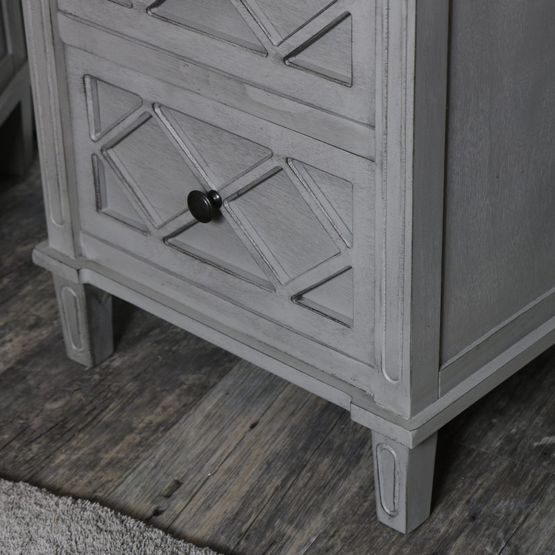 Pair of Grey Bedside Table / Chests - Venice Range