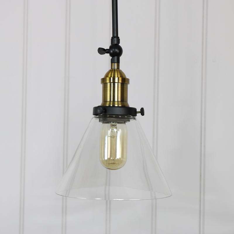 Pair of Long Arm Industrial Wall Lights with Glass Shade