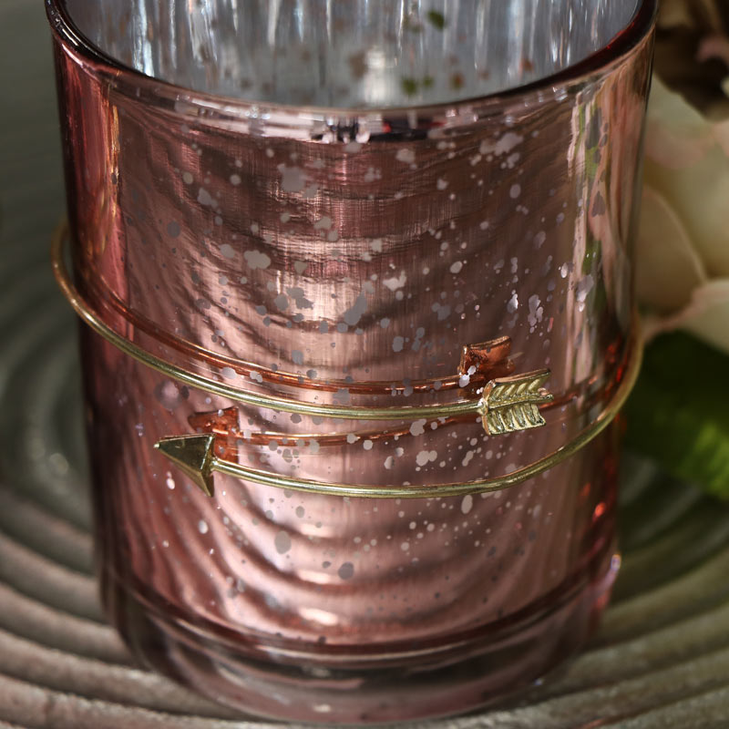 Pair of Pink Glass Tealight Candle Holders