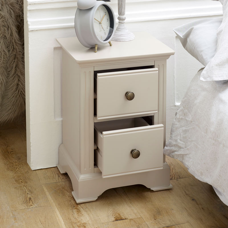 Pair of Slim Taupe-Grey Bedside Tables - Davenport Taupe-Grey Range