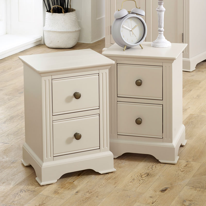 Pair of Slim Taupe-Grey Bedside Tables - Davenport Taupe-Grey Range
