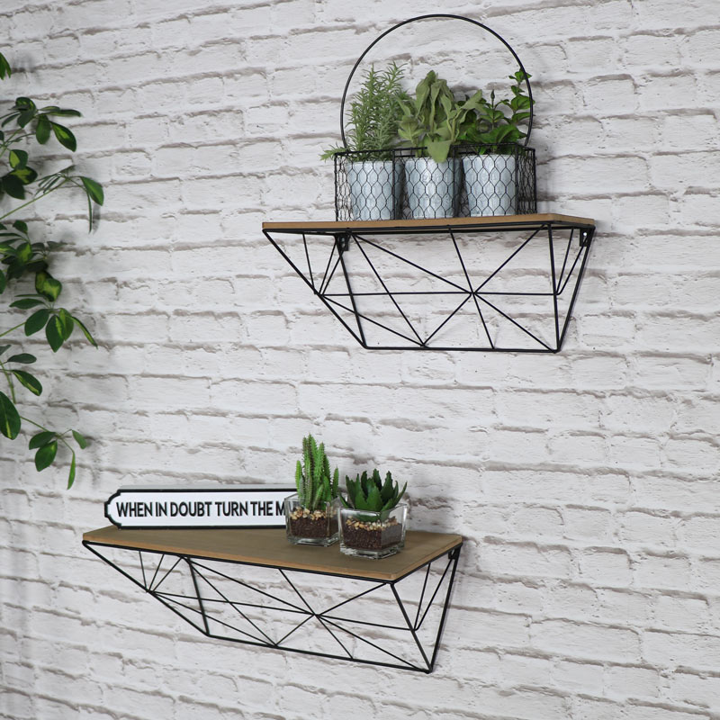 Pair Of Vintage Retro Wall Mounted Shelves Melody Maison Pair Of Vintage Retro Wall Mounted Shelves