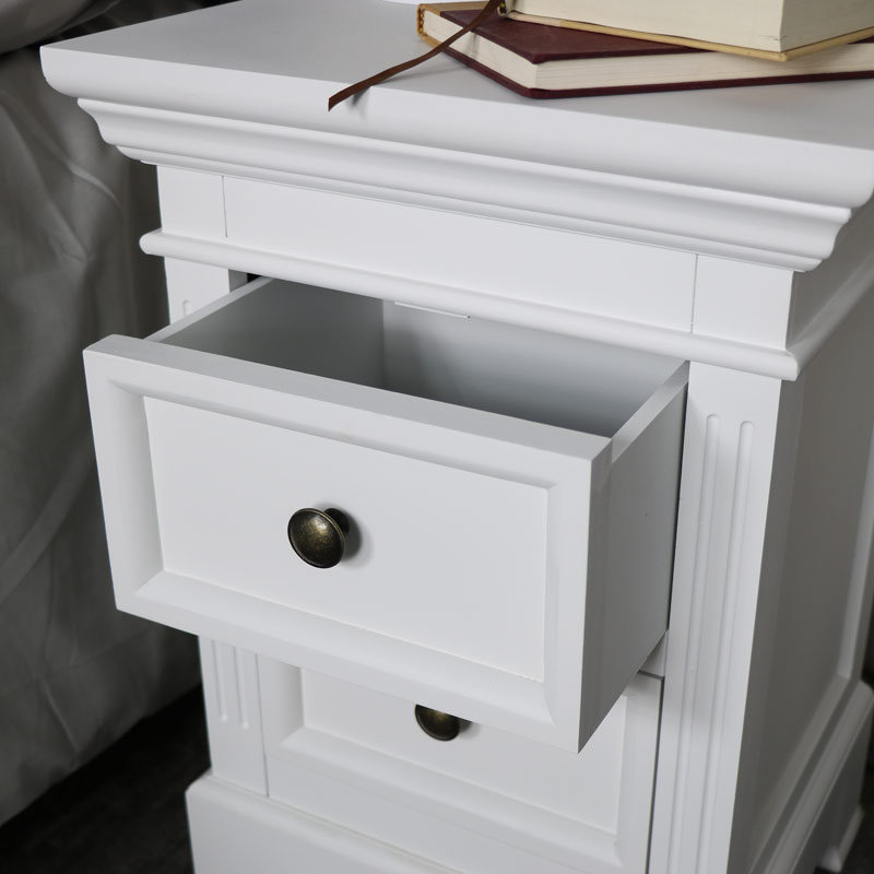 Pair of White Two Drawer Bedside Chest - Daventry White Range SECONDS ITEM