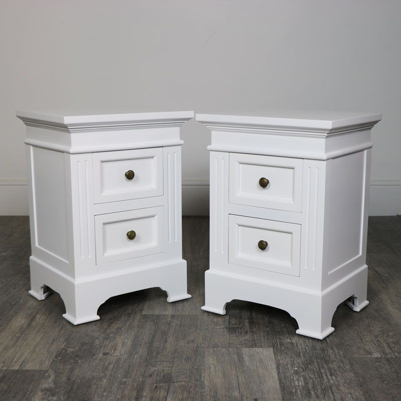 Pair of White Two Drawer Bedside Chest - Daventry White Range SECONDS ITEM