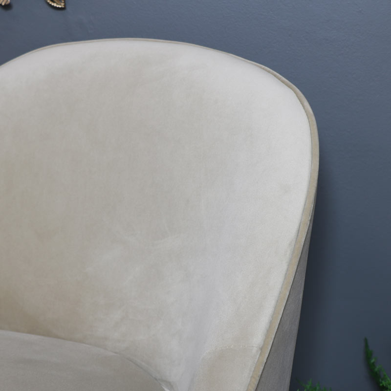 Pale Cream Velvet Upholstered Occasional Chair