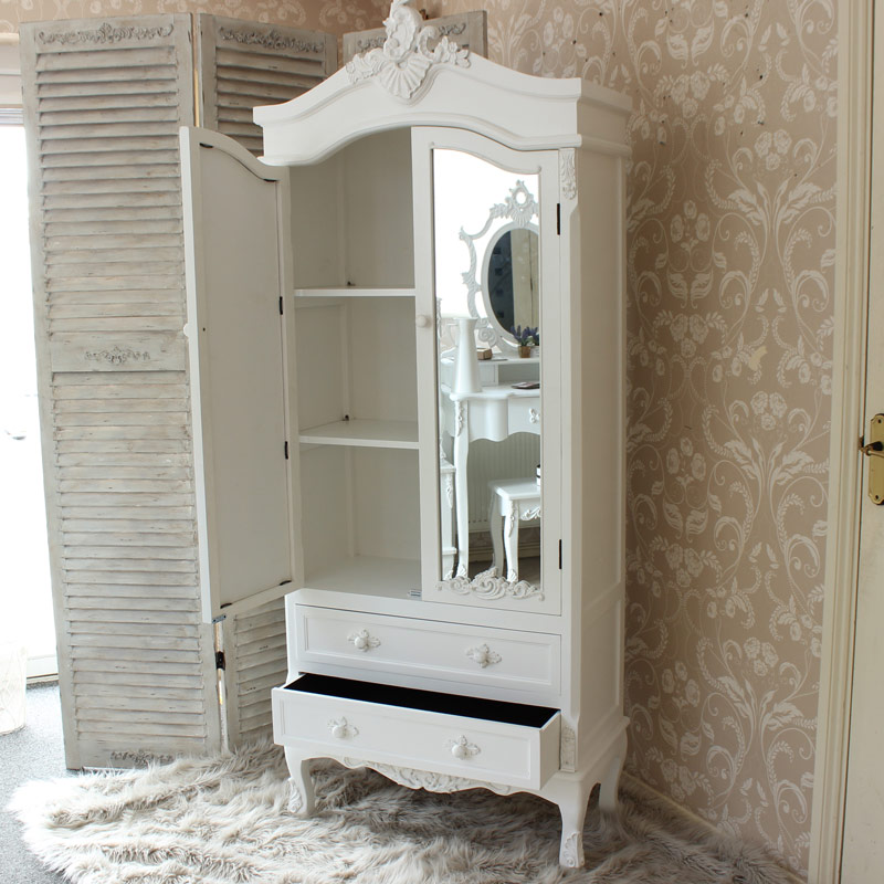 Pays Blanc Range - Antique White Mirrored Closet