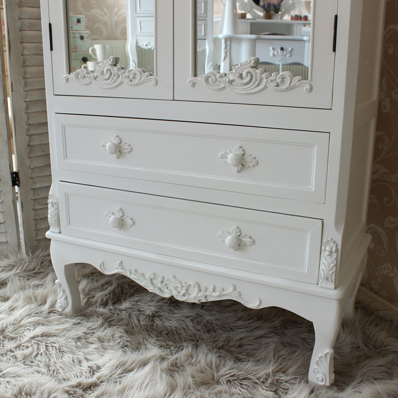 Pays Blanc Range - Antique White Mirrored Closet