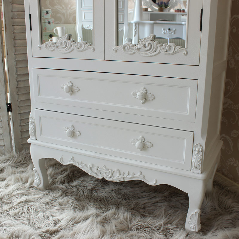 Pays Blanc Range - Antique White Mirrored Closet