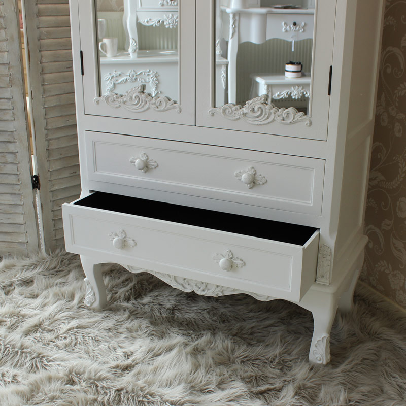 Pays Blanc Range - Antique White Mirrored Closet