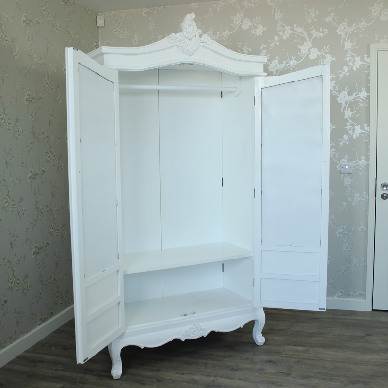 Pays Blanc Range - Antique White Mirrored Double Wardrobe