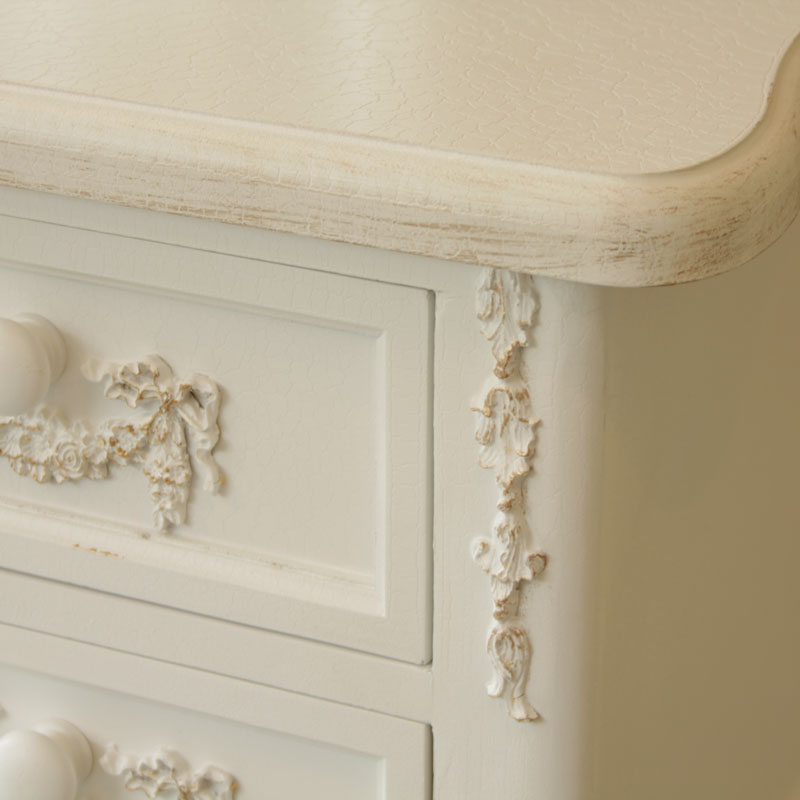 ' Pays Blanc ' Large 5 drawer antique white dressing table / writing desk distressed computer