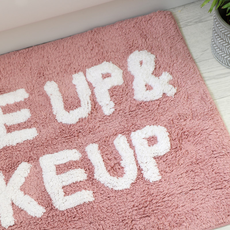 Pink Bath Mat - Wake Up & Make Up 