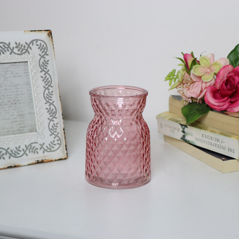 Pink Cut Glass Vase