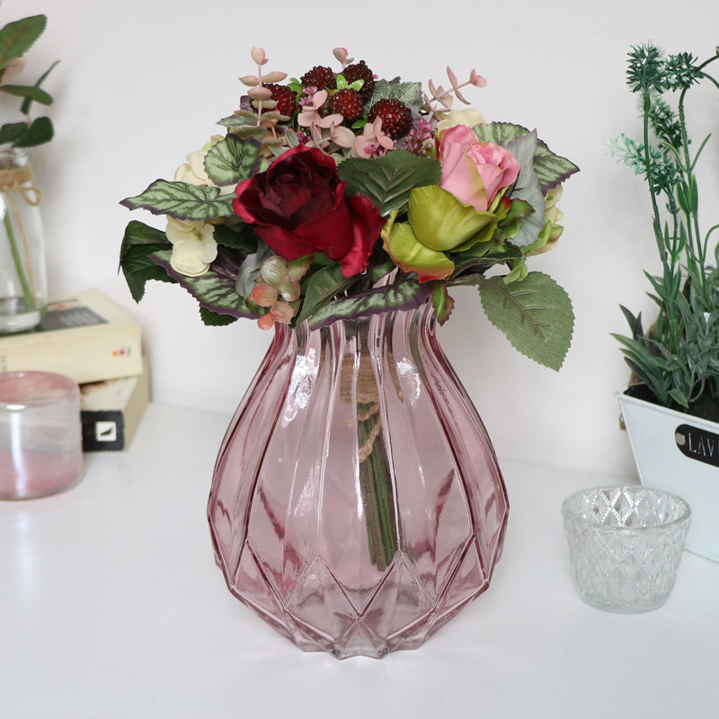 Pink Cut Glass Vase