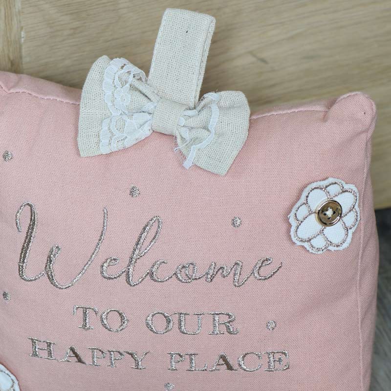 Pink Fabric 'Welcome' Doorstop