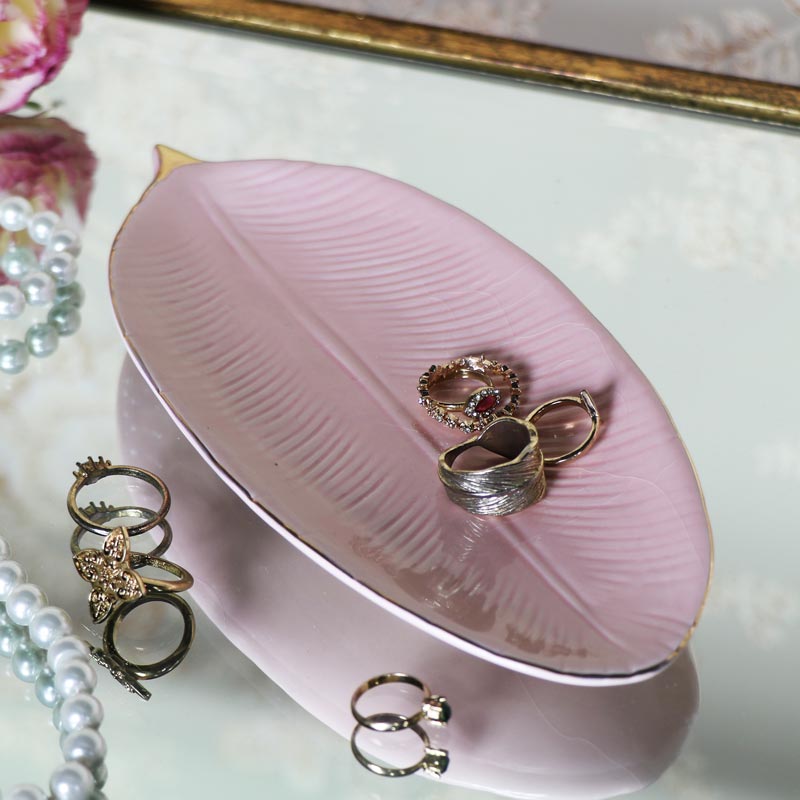 Pink Feather Trinket Dish