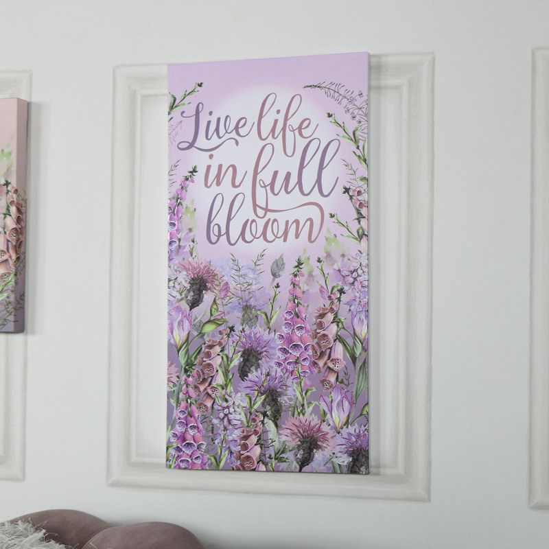 Pink Floral Wall Mounted Canvas Print
