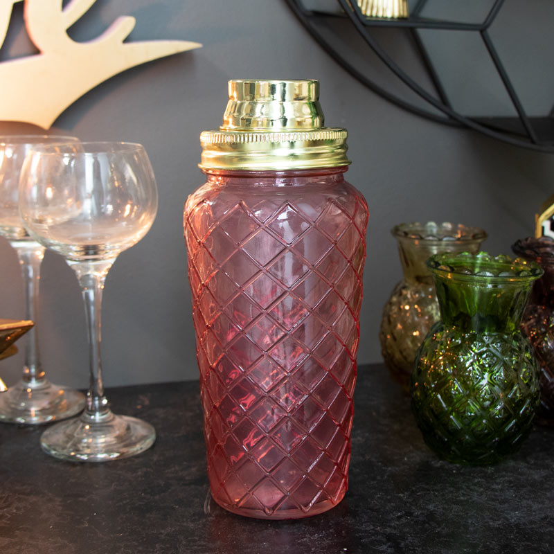 Pink Glass Boudoir Cocktail Shaker