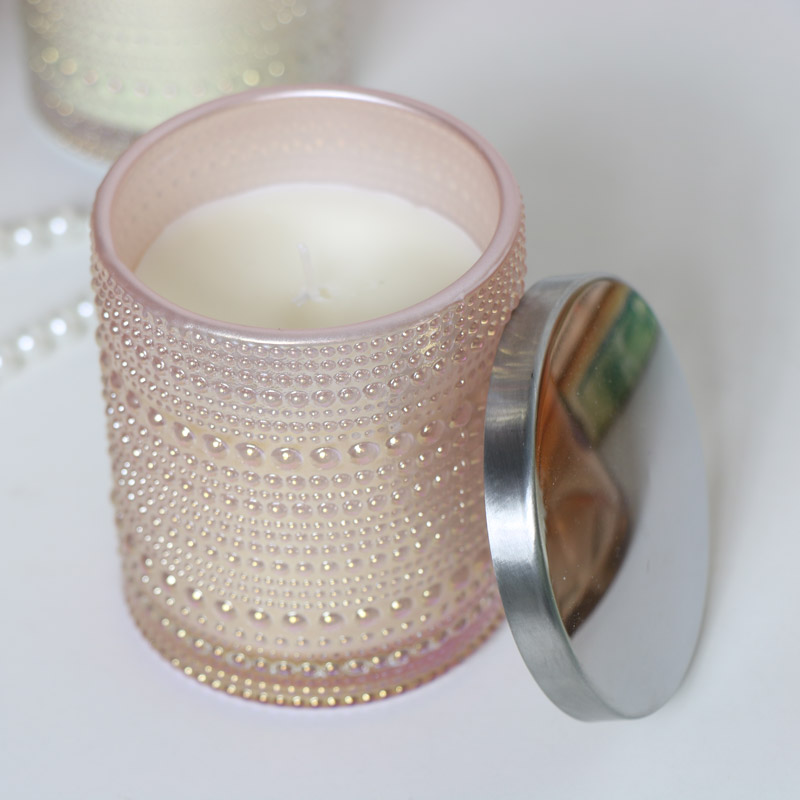 Pink Glass Candle Pot - Peony & Silk 