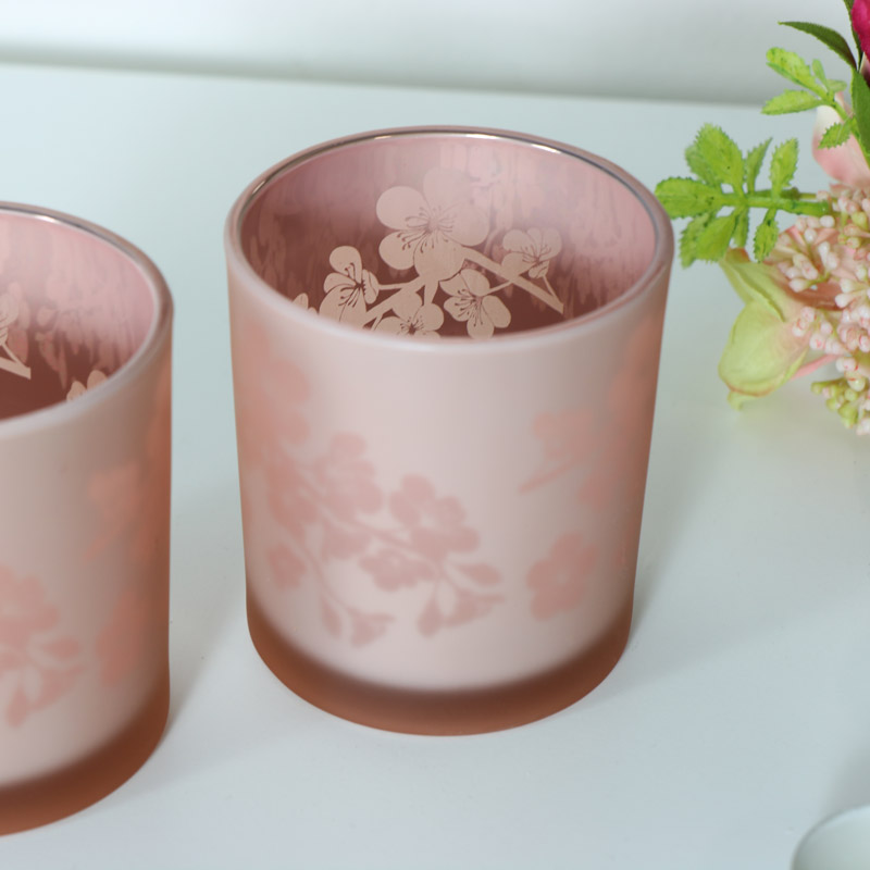 Pink Glass Tealight Candle Holder