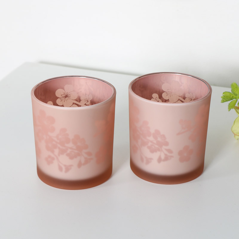Melody Maison Pink & Gold Glass Candle Pot 