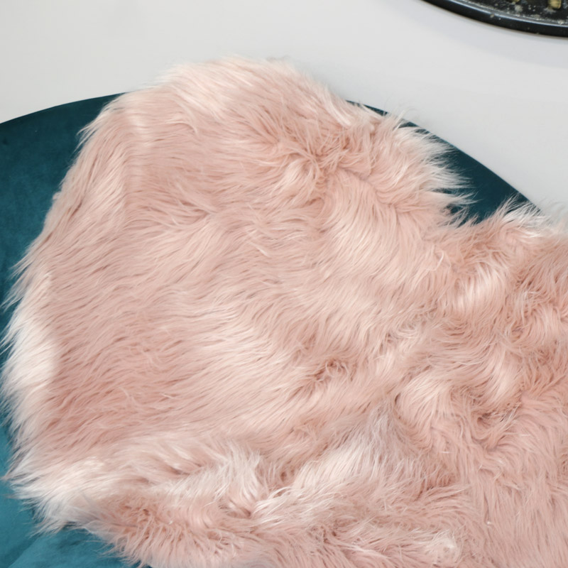 Pink Heart Shaped Faux Fur Throw