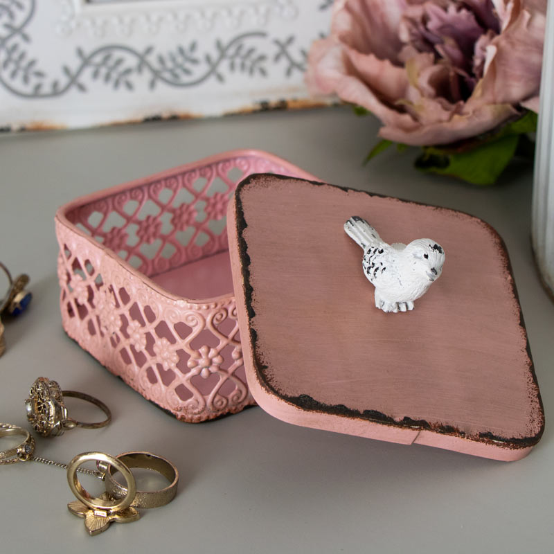 Pink Metal Trinket Box