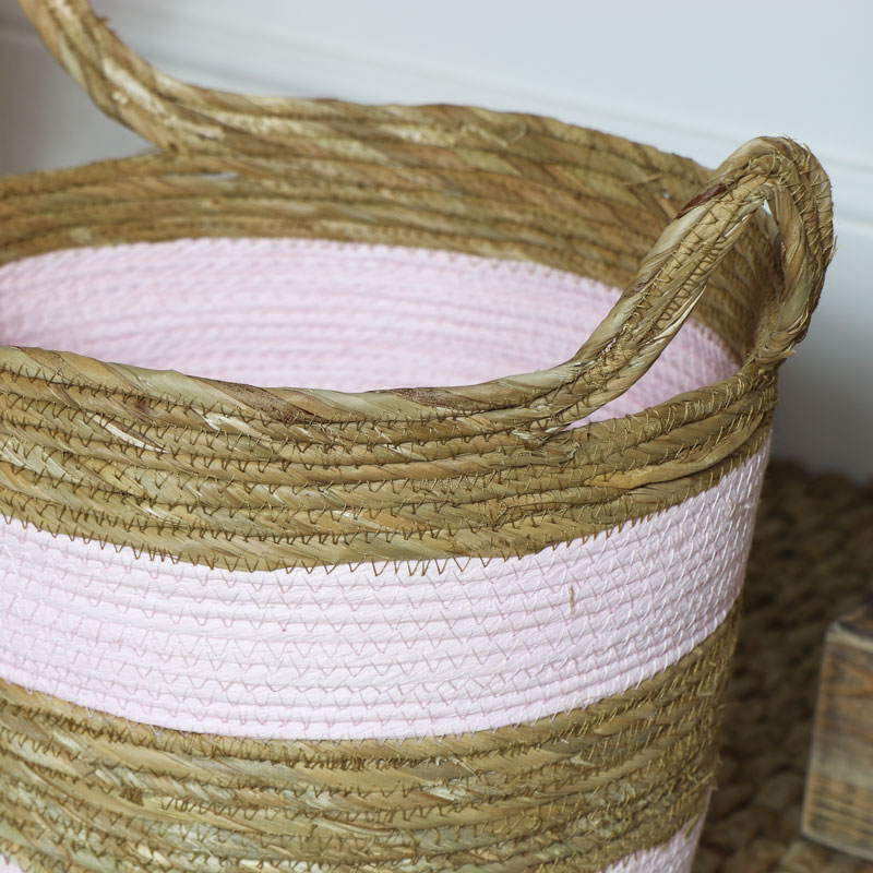 Pink Seagrass Basket - Large