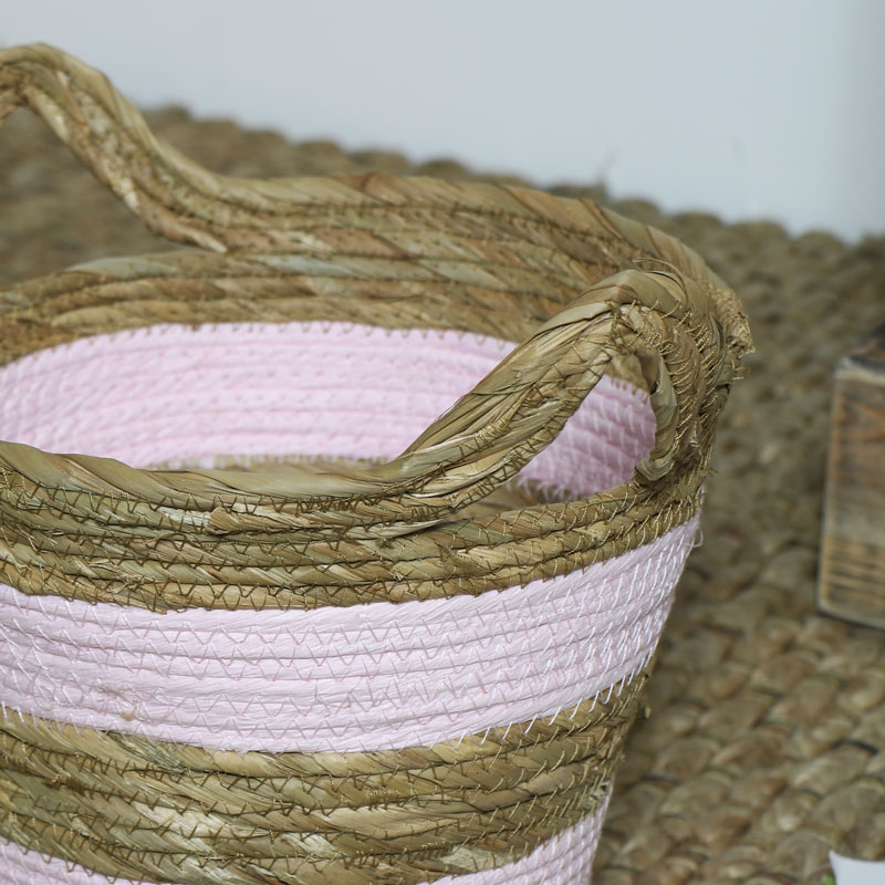 Pink Seagrass Basket - Small