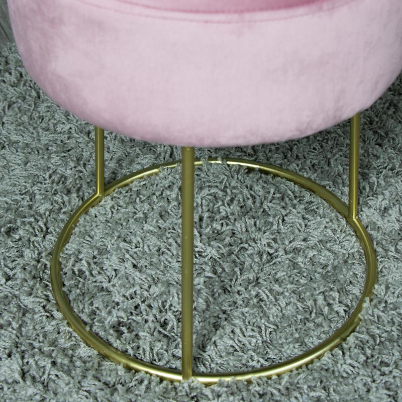Pink Velvet Boudoir Stool with Gold Base