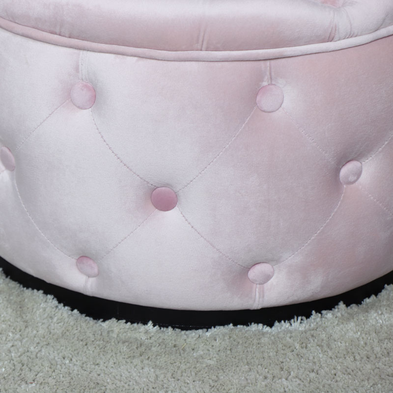 Pink Velvet Buttoned Footstool