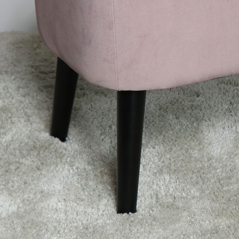 Pink Velvet Footstool with Black Legs