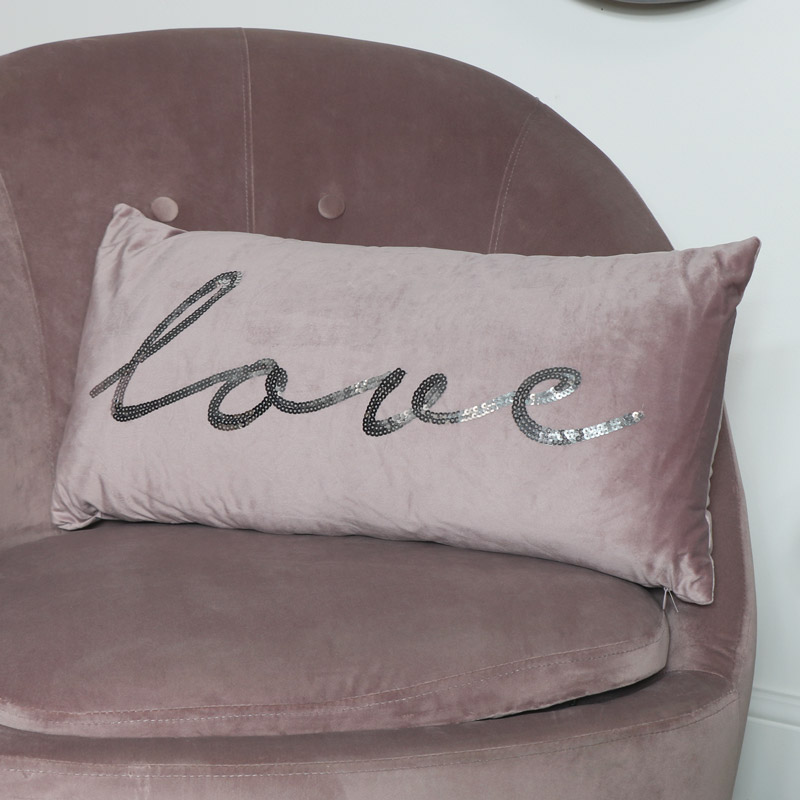 Pink Velvet Sequin Cushion