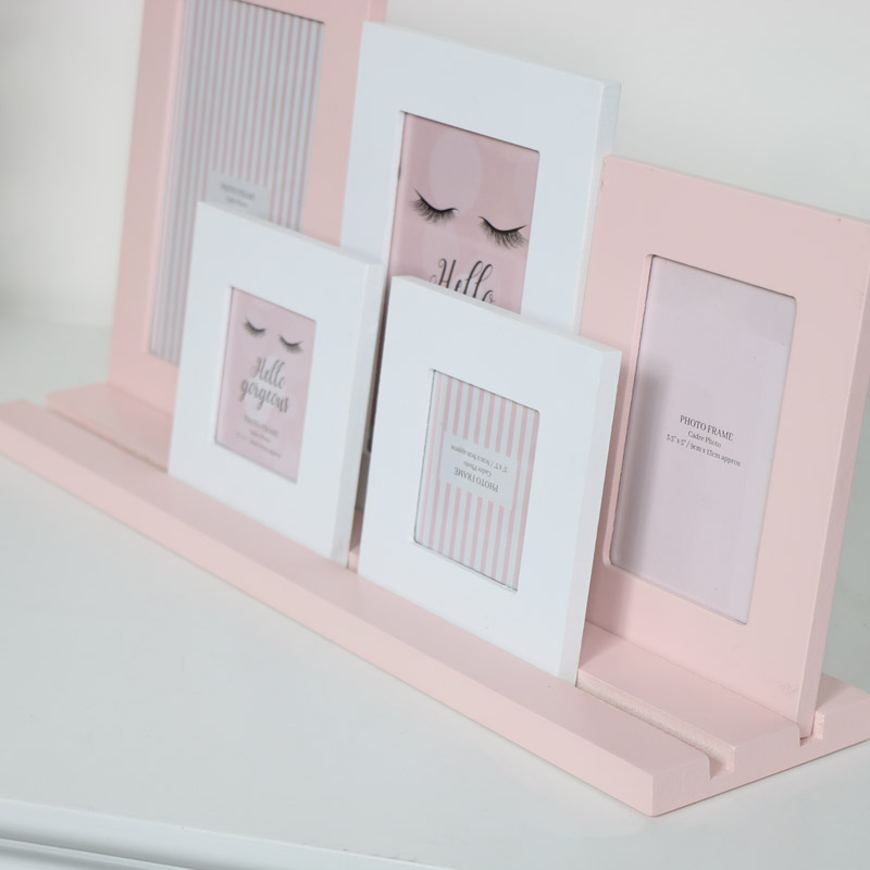 Pink & White Multi Photo Frame 