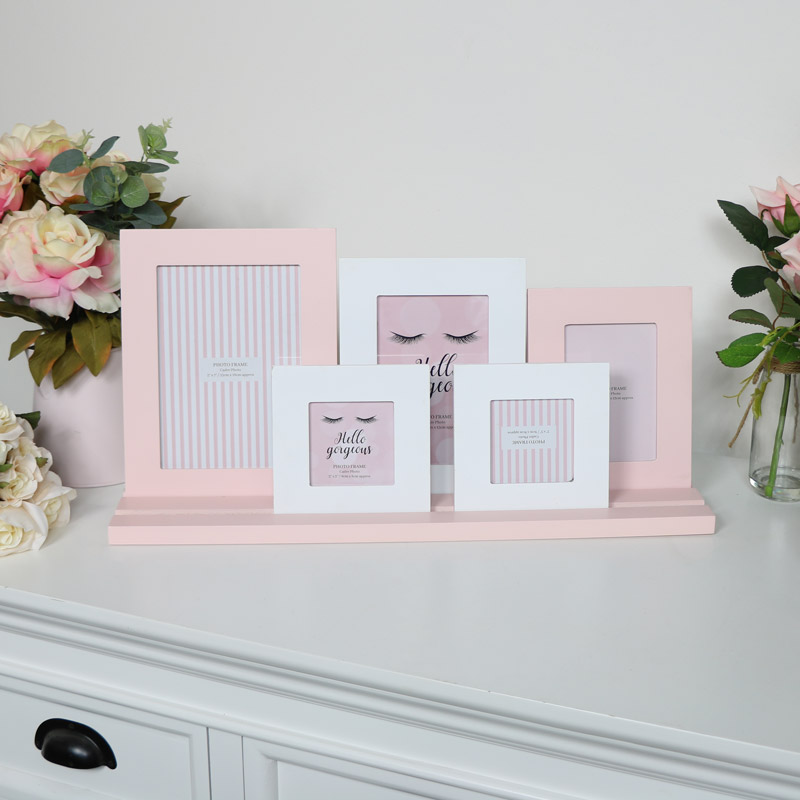 Pink & White Multi Photo Frame 