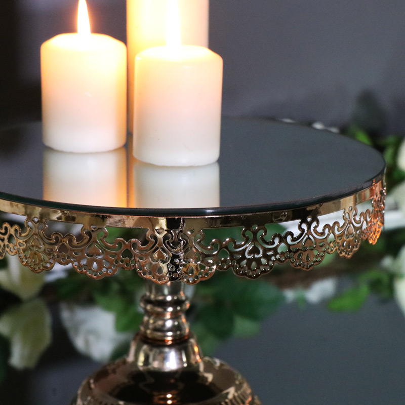 Polished Copper Mirrored Cake Stand