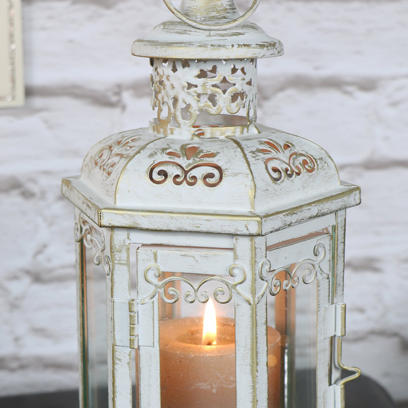 Pretty Antique White Candle Lantern