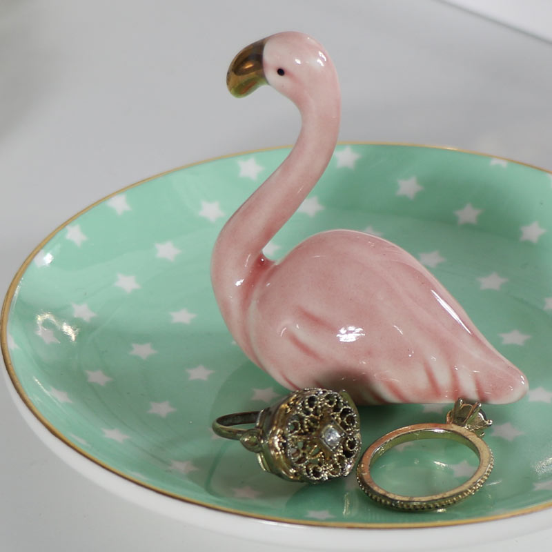 Pretty Pink Ceramic Flamingo Ring/Trinket Dish
