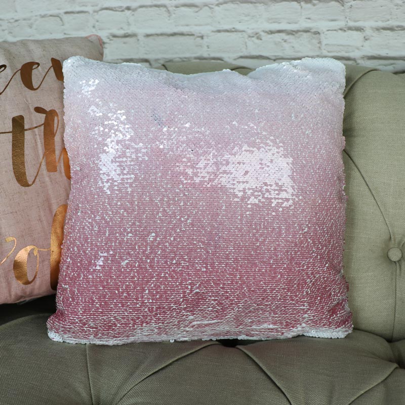 Pretty Sequined Two Tone Flamingo Scatter Cushion