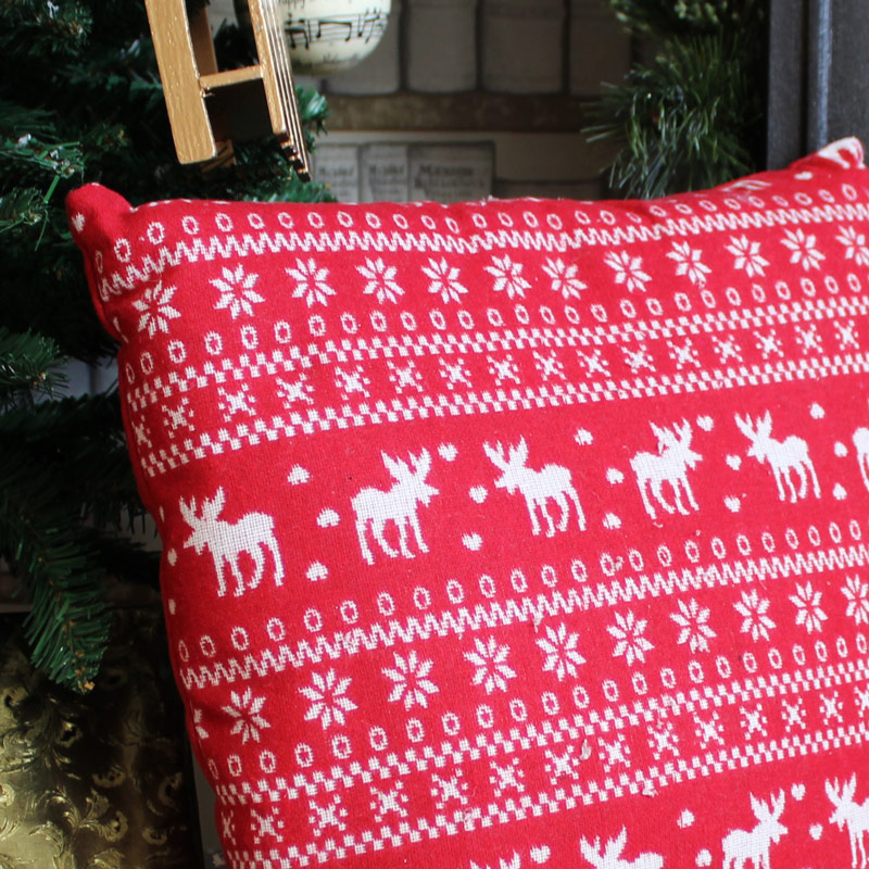 Red Christmas Reindeer Cushion