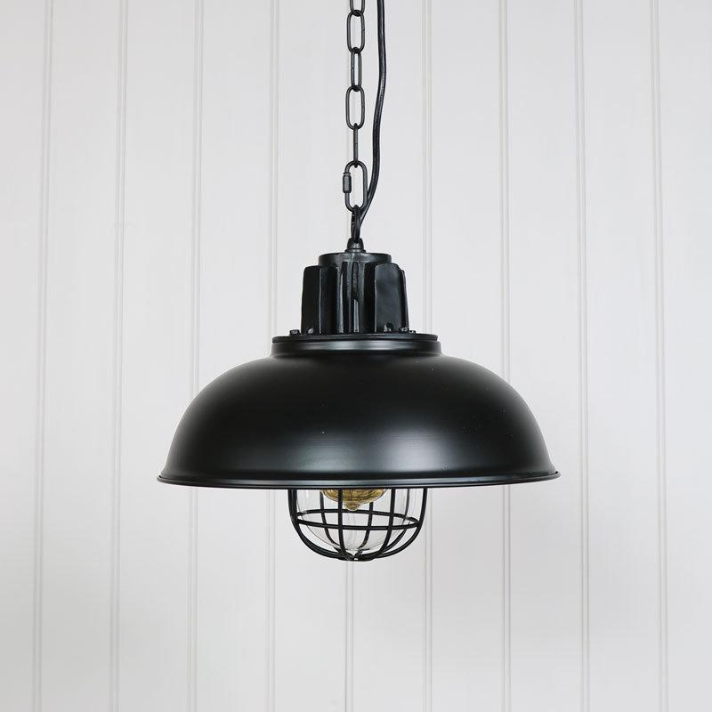 Retro Industrial Style Black Metal Caged Ceiling Pendant Light