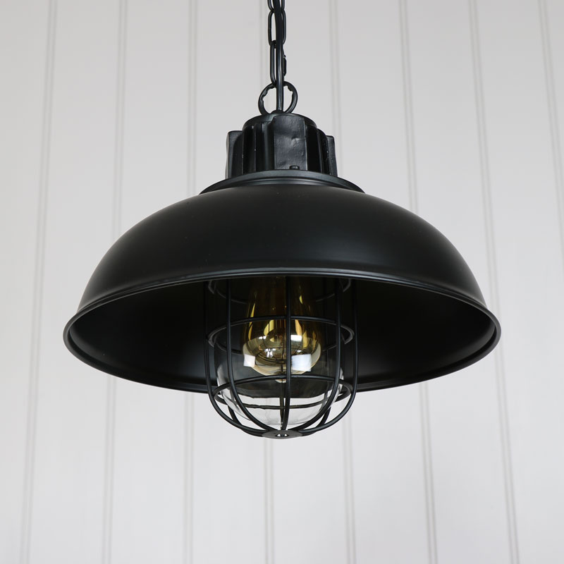Black industrial ceiling light