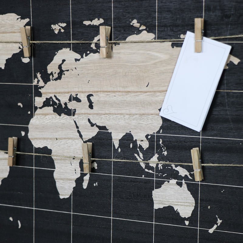 Retro World Map Peg Memo Board