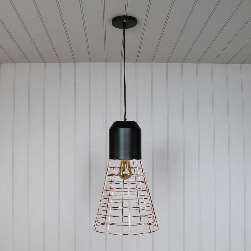 Black and Copper Wire Industrial Style Pendant Light