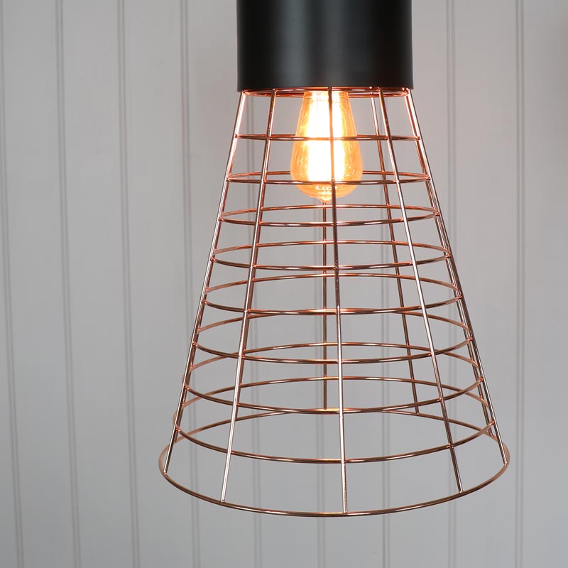 Black and Copper Wire Industrial Style Pendant Light