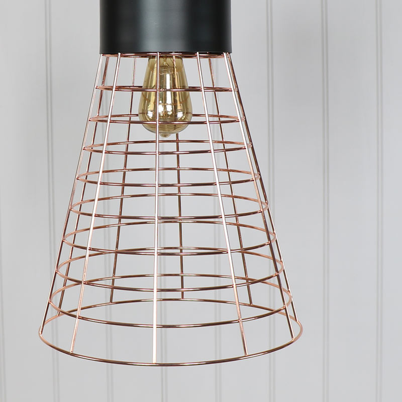 Black and Copper Wire Industrial Style Pendant Light