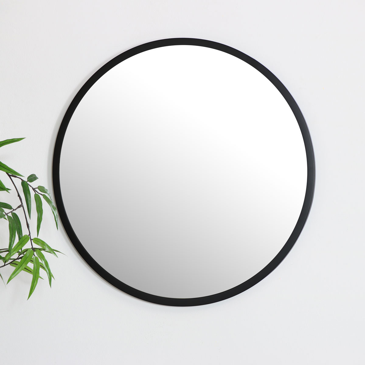 Round Black Wall Mirror 50cm X, Round Wall Mirror With Black Metal Frame